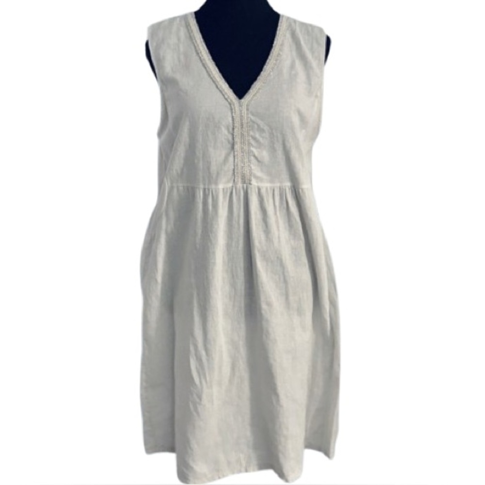 TERZO MILLENNIO LINEN COTTON BLEND DRESS MEDIUM DESIGNER CREAM IVORY ITALY